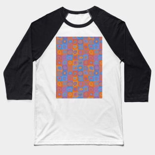 Vibrant Tropic Sky  - Retro Geometric Wobbly Square Grid Pattern Baseball T-Shirt